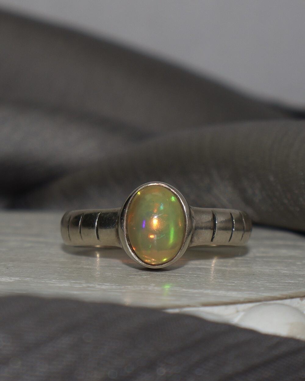 Opal Sterling Silver Ring 4.2G / Sz 8